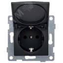 Розетка однопостовая Ugra с/з с з/ш и крышкой, механизм, в комплекте с кожухом IP44 К502, 16А, 250В, графит