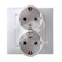 15 Розетка двойная 2Р+Е Schuko 16А 250В винтовой зажим белый