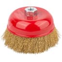 Кордщетка чашечная, гайка М14, стальная латунированная волнистая проволока 125 мм