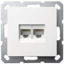 Интернет-розетка RJ45 двойная с накладкой, цвет белый глянцевый Jasmart