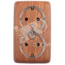 Розетка двойная наружная с заземлением с изоляционной пластиной дуб (стакан)