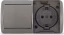 Блок ОП Клио 1-кл. выкл. 10А + розетка 1-м 16А 250В с заземл. с прозр. крышкой сер. Universal К2237-Gr