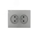 KARINA Розетка двойная б/з керамика матовое серебро (10шт/120шт)