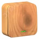 BLANCA двухклавишный выключатель наружный (cх.5) с подсветкой, 10A, 250B, ясень