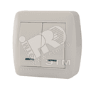 Демет Выключатель двойной с подсветкой белый Lezard