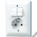 Розетка штепсельная SCHUKO 16A 250V с сдвоенным выключателем слоновая кость