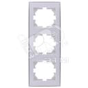 RAIN Рамка 3 поста вертикальная белая с боковой вставкой хром