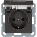 Розетка Schuko с крышкой и защитными шторками 16A 250V~ 2P+T, цвет Мокко