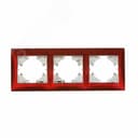 Рамка 3-местная Bravo цинк, тёмно-красный