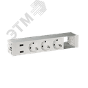 Врезной розеточный блок с крыш., ввод щетка, 3x2P+E, 2xUSB заряд. уст., 1 пустой модуль белый, S400 Simon