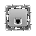 Розетка компьютерная 1-м СП Etika RJ45 кат.5E UTP механизм алюм. Leg 672441