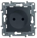 Розетка 1-м СП Etika 16А IP31 250В 2P без заземл. защ. шторки немецк. стандарт винтов. клеммы механизм антрацит Leg 672634