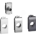 Розетка Livinglight оконечная TV для схемы шлейф, затухание 10дБ, штыревой разъем 9.5 мм, экранированная, 1 модуль, в комплекте с лицевыми панелями цветов "Белый", "Алюминий", "Антрацит".