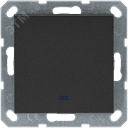 Выключатель одноклавишный проходной со светодиодом 10A 250V~ с накладкой, цвет Антрацит Jasmart