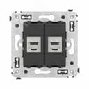 Avanti Компьютерная розетка RJ-45 без шторки в стену, кат.6 двойная экранированная, Черный матовый DKC