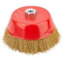 Кордщетка чашечная, гайка М14, стальная латунированная волнистая проволока 150 мм