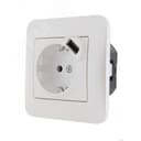 KARINA Розетка с/з + USB разъём жемчужно-белый перламутр (10шт/120шт) Lezard