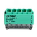 Клемма строительно-монтажная (СМК) на 5 проводника до 2.5 кв. мм. на токи до 24А (зеленая)