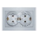 Розетка Бриллиант двойная с заземлением серебро