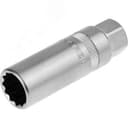 Торцовая головка "Мастер", свечная с резиновой вставкой (3/8"), Cr-V, 12-гранная, хроматированное покрытие, 14мм