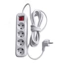 Удлинитель 4-местный с/з с выключ., 3x0,75мм2, 3м, 250В, 10А, сер Home (У10А-003), белый