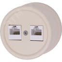 Розетка Лизетта RJ45 информационная двойная, пластик, цвет Песочное золото Bironi