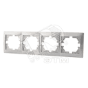 DERIY Рамка 4-ая горизонтальная Серебристый металлик Lezard