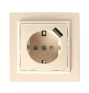 Розетка 1местная сз STEKKER PST16901102 220В 16А с защитной шторкой и с USB серия Эрнаслоновая кость 39237