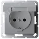 Розетка Schuko с крышкой и защитными шторками 16A 250V~ 2P+T, цвет Алюминий