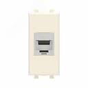 Avanti Компьютерная розетка RJ-45 без шторки модульная, кат.6А экранированная,  Ванильная дымка, 1 модуль