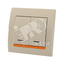 DERIY Выключатель х2 с подсветкой ПБТ крем