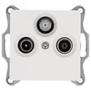 Розетка TV+FM+SAT9.5 мм оконечная с накладкой, цвет белый глянцевый