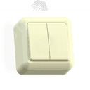 ОПТИМА Выключатель открытой установки двухклавишный, 10А А510-380, слоновая кость