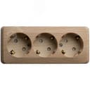 ЭТЮД Розетка тройная открытой установки с заземлением со шторками 16А 250B,сосна