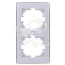 RAIN Рамка 2 поста вертикальная белая с боковой вставкой хром