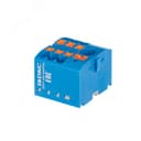 Блок распределительный, зажим push-in, 1 ввод 6 кв.мм, 6 точек подключения 2,5 кв.мм, синий