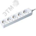 Удлинитель бытовой 5 розеток шнур 3м с заземлением 16А ПВС 3х1