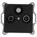 Розетка TV+FM+SAT9.5 мм оконечная с накладкой, цвет Антрацит Jasmart