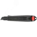 Нож технический 18 мм усиленный прорезиненный, дополнит. пластиковый прижим, черный, Профи FIT