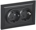 Розетка 2-м СП BRITE РСш12-3-БрЧ 16А в сборе с заземл. защ. шторки черн. IEK BR-R24-16-K02-F