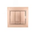 Мира Выключатель тройной  светло-коричневый       металлик