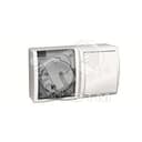 15 Aqua Блок розетка с заземлением 16А 250В + выключатель проходной 10А 250В IP54 белый