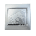 Выключатель одноклавишный, с подсветкой, металлик, серый Lezard