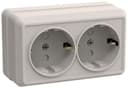 Розетка 2-м ОП Октава РСш22-3-ОКм 16А IP20 с заземл. защ. шторки крем. IEK ERO24-K33-16-DC