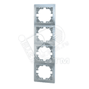 MIRA Рамка 4-ая вертикальная метал серый б/вставок Lezard