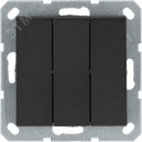 Выключатель трехклавишный 10A 250V~ с накладкой, цвет Антрацит Jasmart