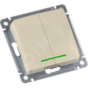 MASTER Выключатель двухклавишный с индикацией, скрытой установки, в рамку, слоновая кость