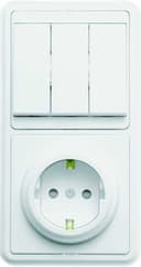 Блок БКВР-036 Бэлла (3-кл. выкл. + евророзетка с защ. шторками) бел. Кунцево 5847