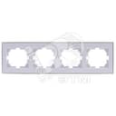 RAIN Рамка 4 поста горизонтальная белая с боковой вставкой хром