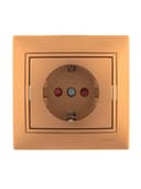 Розетка 1-м СП Mira 16А IP20 с заземл. защ. шторки со вставкой керамика зол. метал. LEZARD 701-1313-124